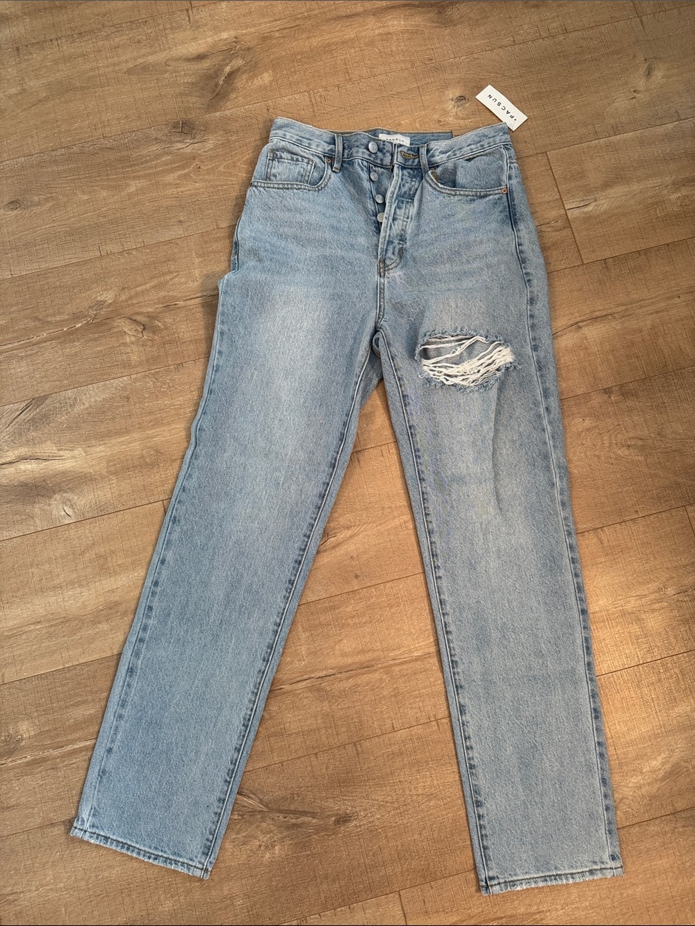 PacSun Light Wash High-Rise Distressed Straight Jeans